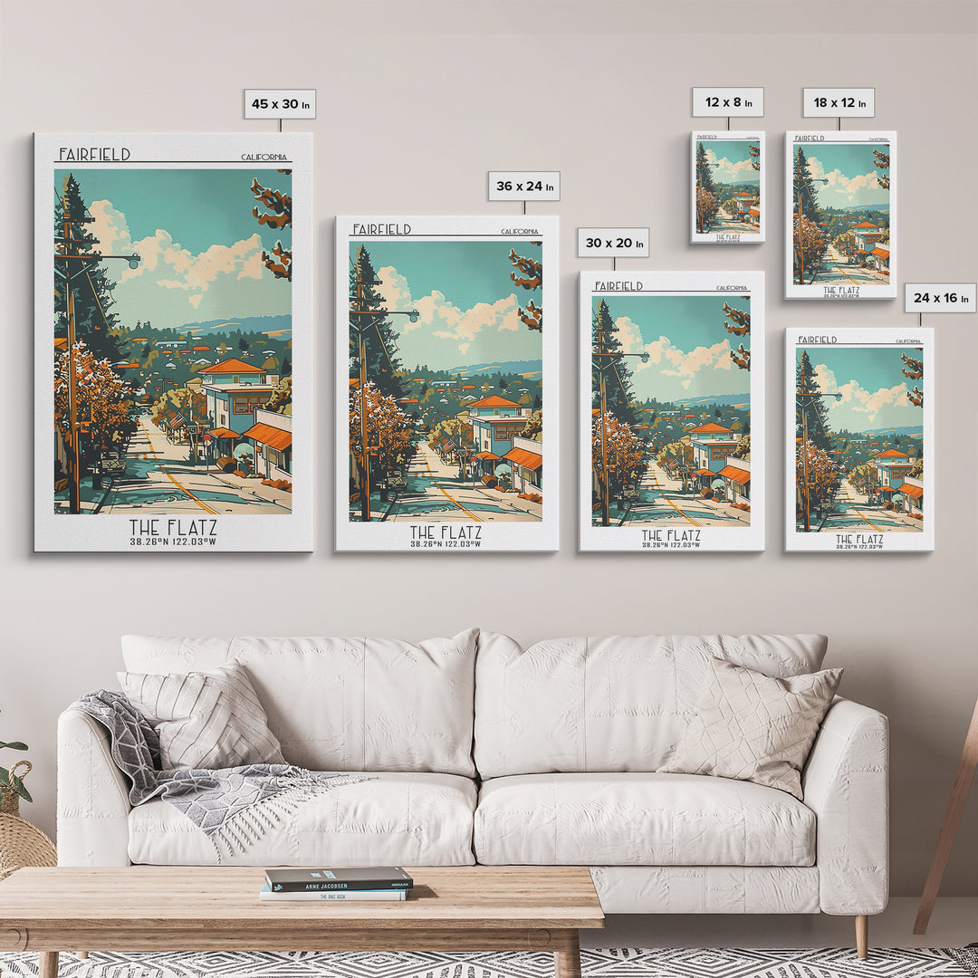 Fairfield California Travel Poster, Framed Canvas Print, City Travel Poster, Travel Wall Decor, Retro Travel Print, Travel Art Print