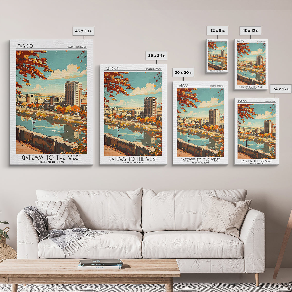 Fargo North Dakota Travel Poster, Framed Canvas Print, Vintage Travel Print, City Wall Art, Poster Art, Travel Print, Vintage Travel