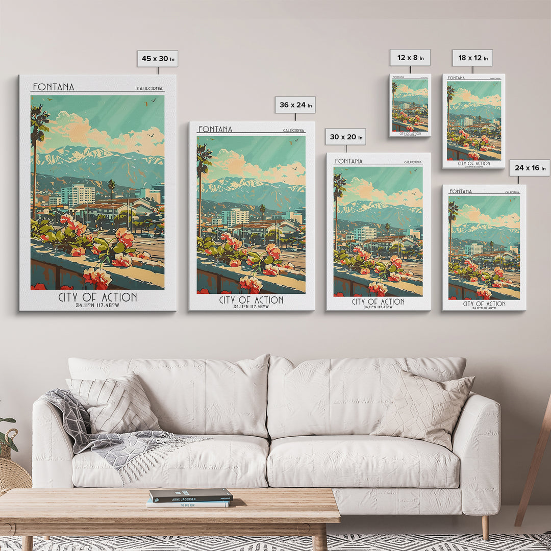 Fontana Travel Poster, Canvas Print, City Art Print, Travel Wall Art, Minimalist Poster, Travel Decor, Travel Posters, City Wall Art