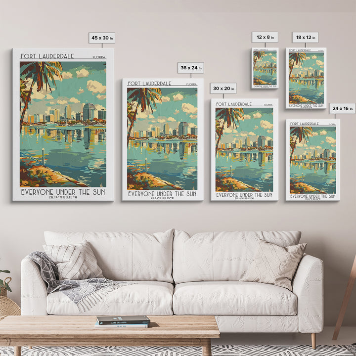 Fort Lauderdale Florida Travel Poster, Framed Canvas Print, Travel Wall Decor, Minimalist Poster, Gallery Wall Set, Travel Art Print