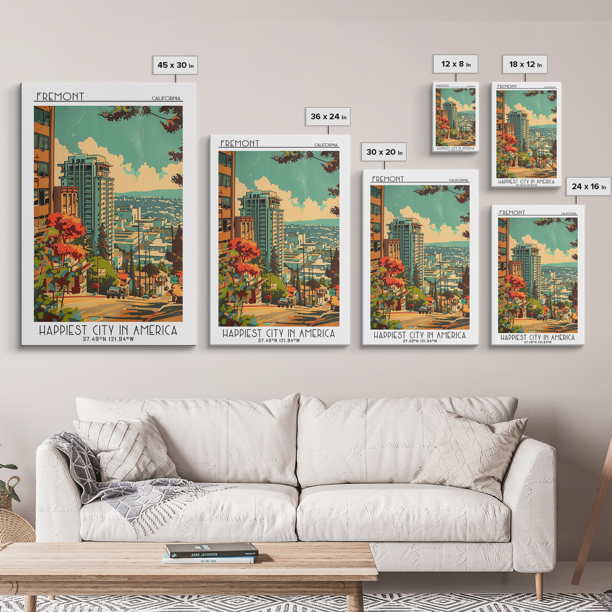 Fremont California Travel Poster, Framed Canvas Print, City Travel Poster, Travel Wall Art, Retro Travel Poster, Vintage City Poster