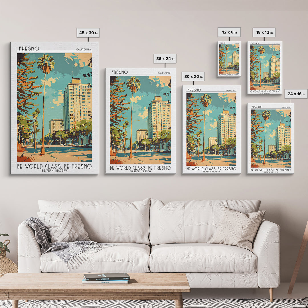 Fresno Travel Poster, Framed Canvas Print, Poster Print, Travel Wall Art, City Travel Poster, Travel Print, Travel Posters, Wall Art