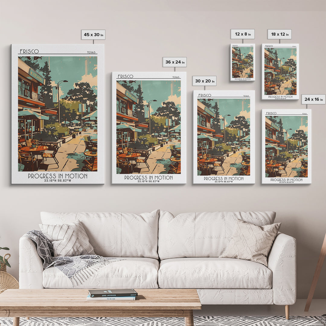 Frisco Texas Travel Poster, Canvas Print, City Travel Poster, Travel Wall Art, Landscape Art, Modern Wall Decor, Retro Travel Poster