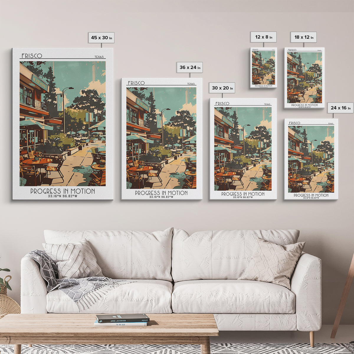 Frisco Texas Travel Poster, Canvas Print, City Travel Poster, Travel Wall Art, Landscape Art, Modern Wall Decor, Retro Travel Poster