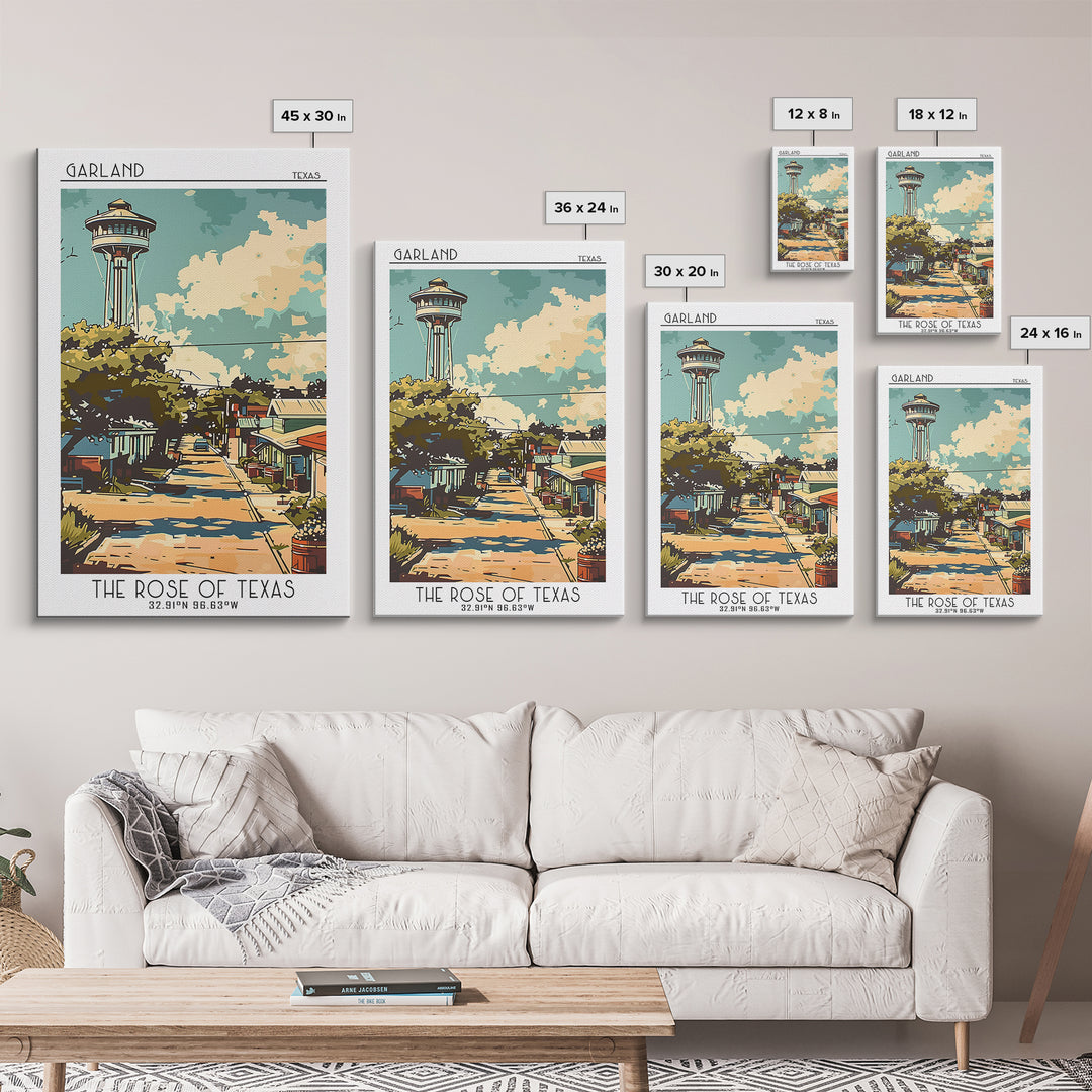 Garland Travel Poster, Framed Canvas Print, Travel Wall Decor, Minimalist Poster, Travel Art Print, Gallery Wall Set, Retro Wall Art