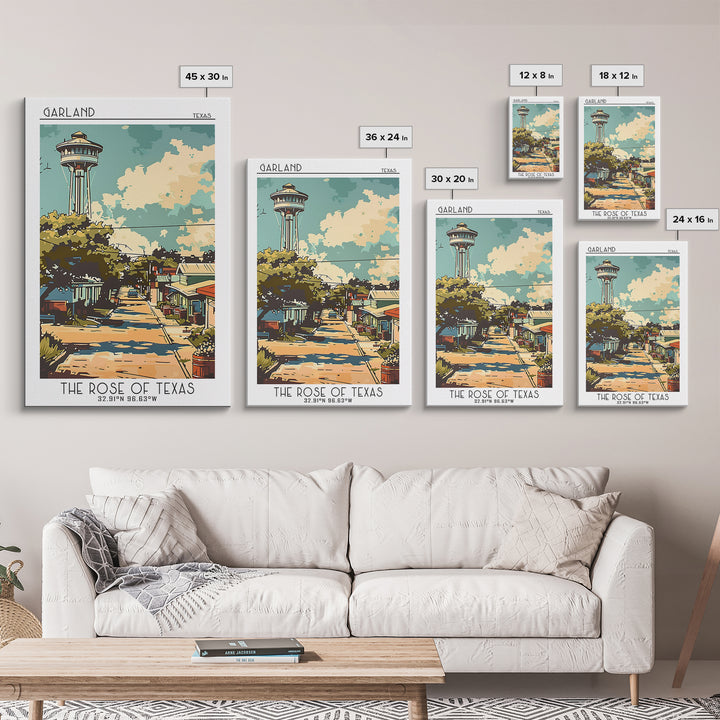 Garland Travel Poster, Framed Canvas Print, Travel Wall Decor, Minimalist Poster, Travel Art Print, Gallery Wall Set, Retro Wall Art