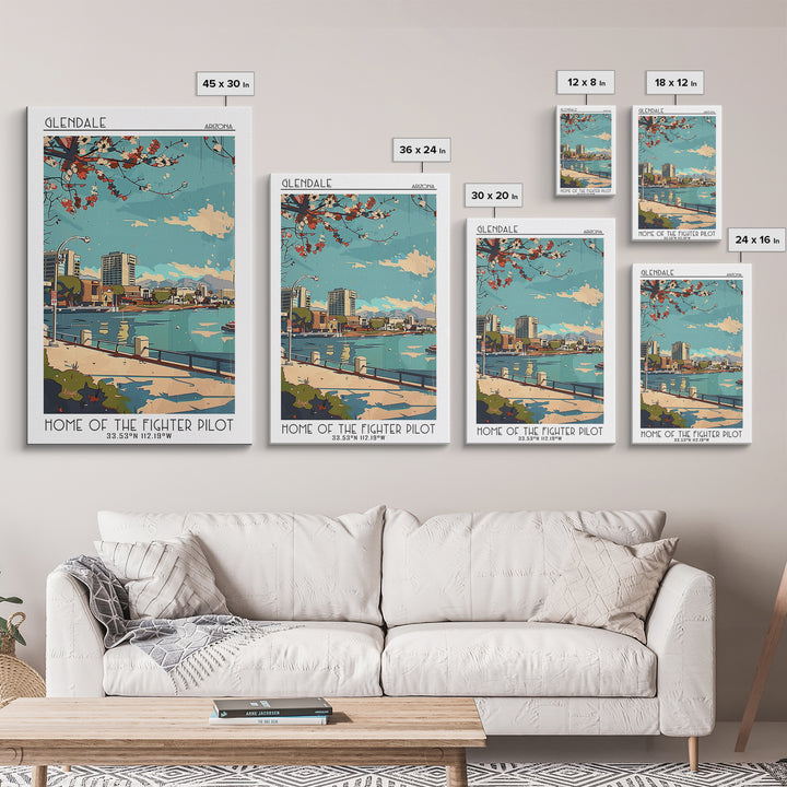 Glendale Travel Poster, Framed Canvas Print, Vintage Travel Print, City Wall Art, Vintage Poster, Vintage Travel Art, Travel Posters