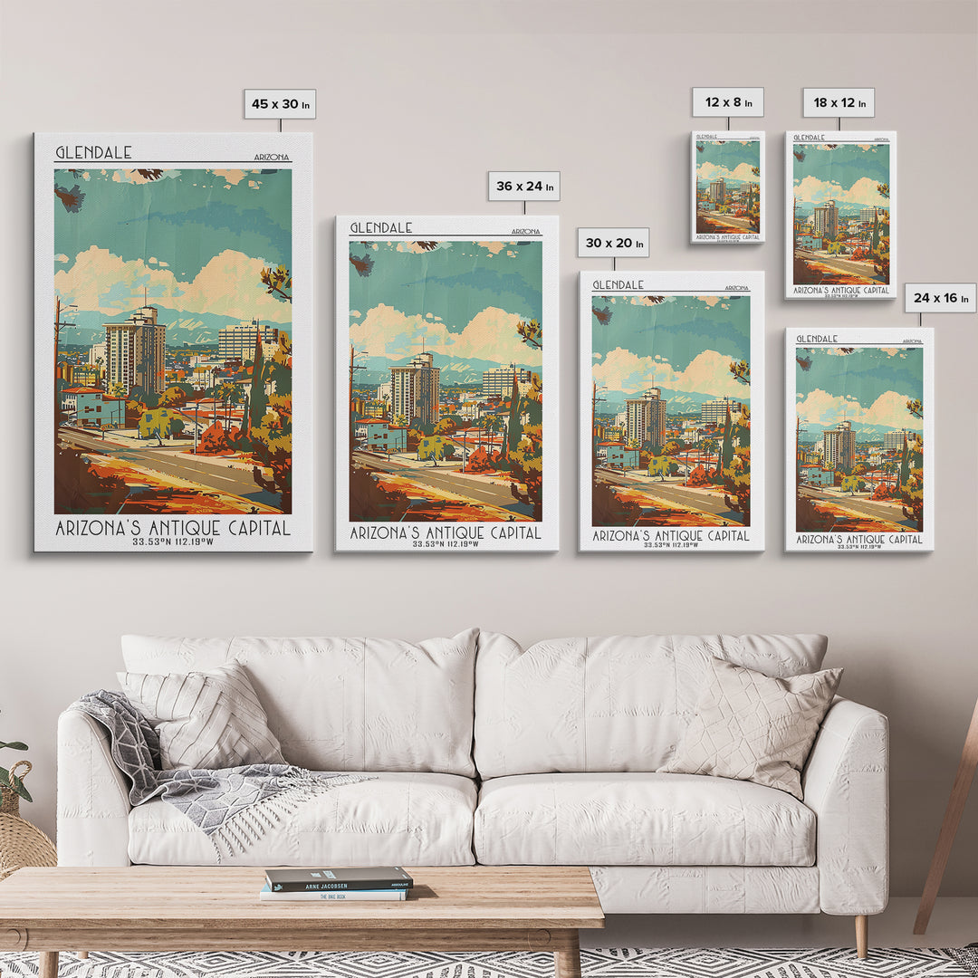 Glendale Arizona Travel Poster, Framed Canvas Print, Poster Print, Travel Wall Art, Minimalist Poster, Travel Prints, Fine Art Print