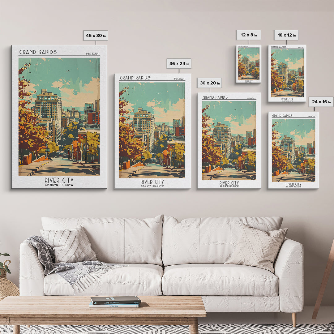 Grand Rapids Travel Poster, Canvas Print, City Art Print, Travel Wall Art, Vintage Travel, Art Print, Retro Wall Art, Fine Art Print