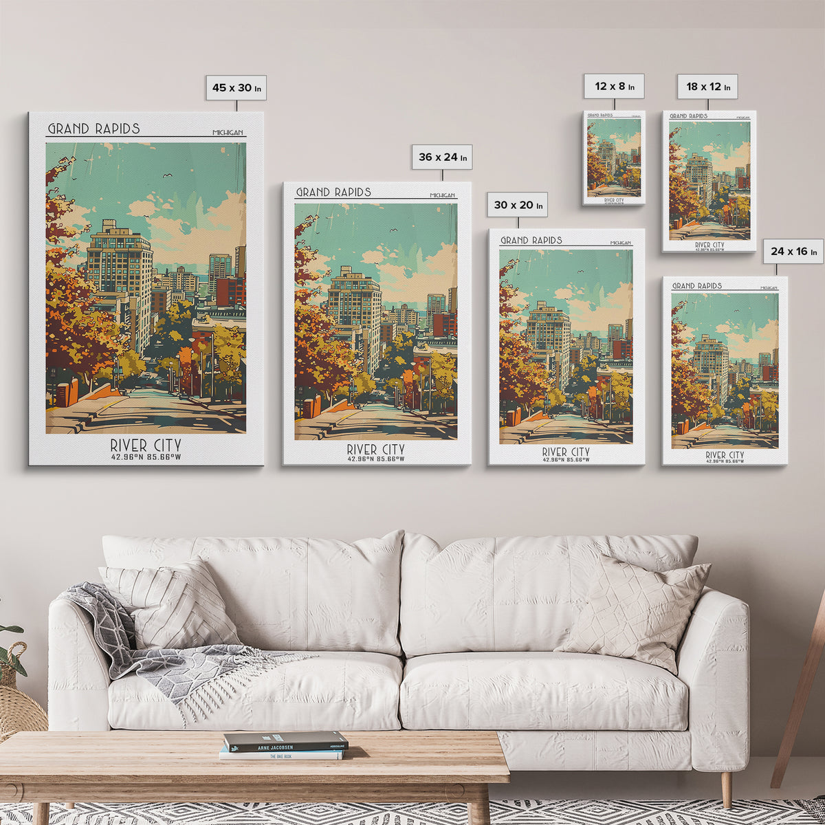 Grand Rapids Travel Poster, Canvas Print, City Art Print, Travel Wall Art, Vintage Travel, Art Print, Retro Wall Art, Fine Art Print