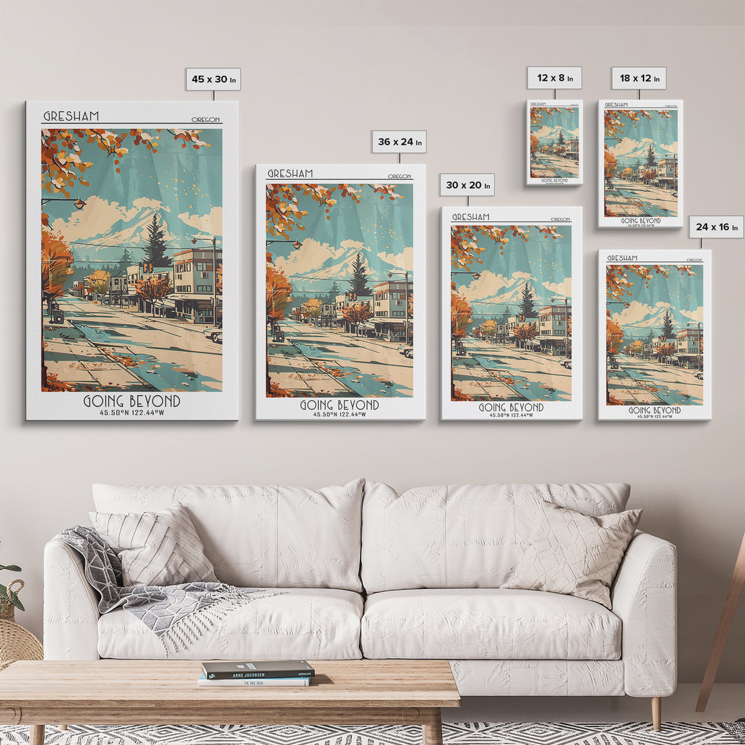 Gresham Oregon Travel Poster, Canvas Print, Poster Print, Travel Wall Art, Retro Travel Poster, Living Room Wall Art, Retro Wall Art
