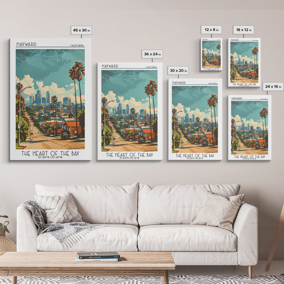Hayward California Travel Poster, Canvas Print, Retro Travel Poster, City Wall Art, Travel Print, Travel Art Print, Gallery Wall Set