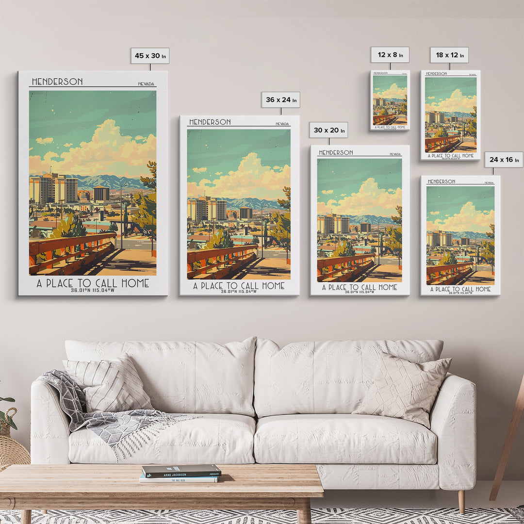 Henderson Nevada Travel Poster, Canvas Print, City Travel Poster, Vintage City Poster, Poster Print, Landscape Art, Gallery Wall Set