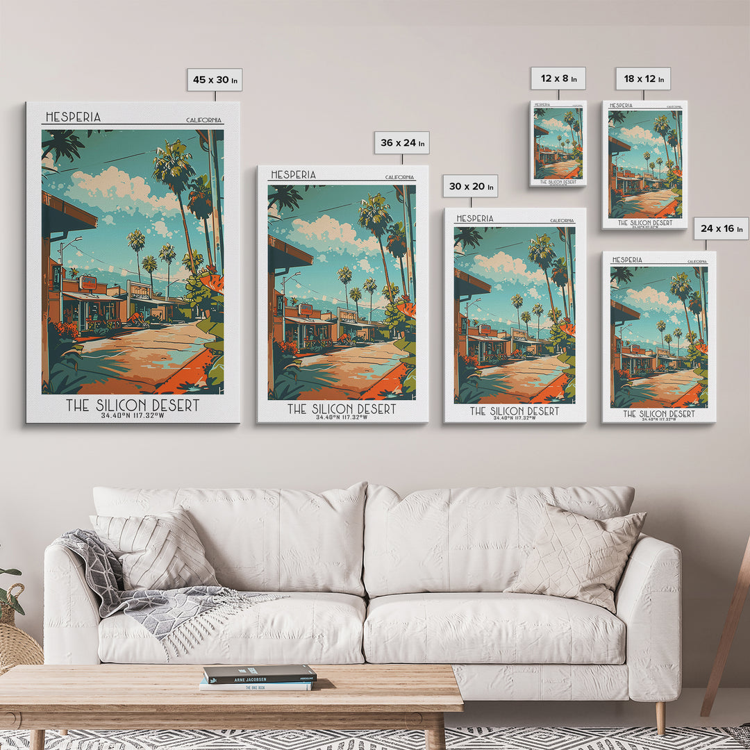 Hesperia Travel Poster, Framed Canvas Print, Travel Art Print, Modern Wall Decor, Travel Print, City Illustration, Minimalist Poster