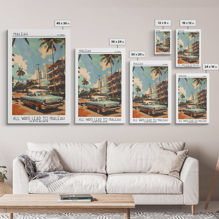 Hialeah Florida Travel Poster, Canvas Print, Travel Wall Decor, Minimalist Poster, Poster Art, Retro Travel Print, City Illustration