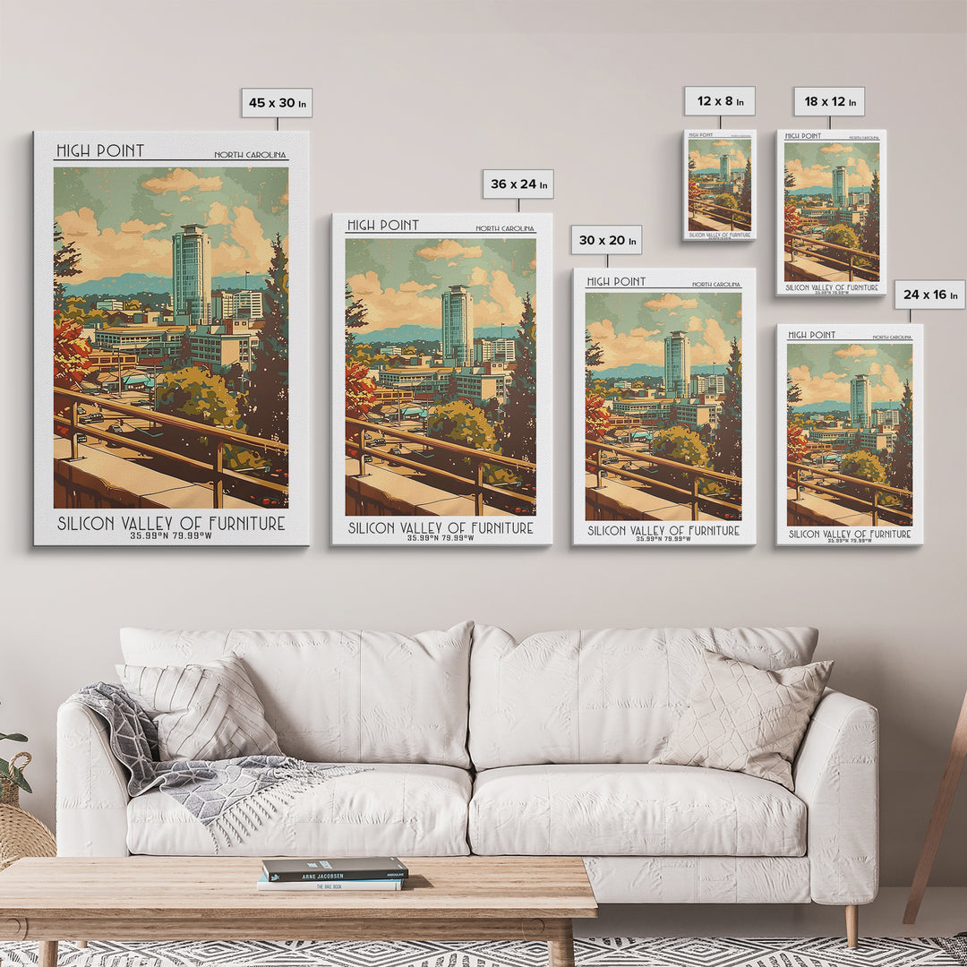 High Point Travel Poster, Framed Canvas Print, Travel Art Print, Modern Wall Decor, Retro Travel Poster, Wall Art, Travel Wall Decor