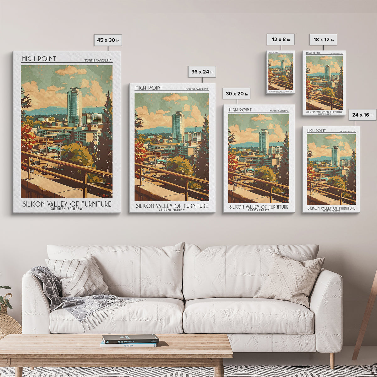 High Point Travel Poster, Framed Canvas Print, Travel Art Print, Modern Wall Decor, Retro Travel Poster, Wall Art, Travel Wall Decor