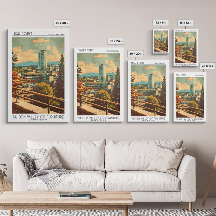 High Point Travel Poster, Framed Canvas Print, Travel Art Print, Modern Wall Decor, Retro Travel Poster, Wall Art, Travel Wall Decor