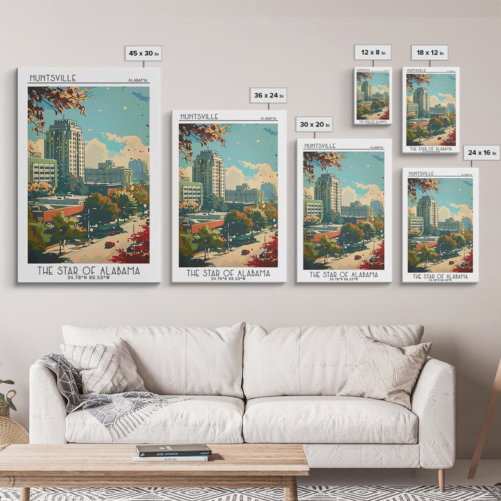 Huntsville Travel Poster, Framed Canvas Print, City Art Print, Travel Wall Art, Vintage City Poster, Vintage Poster, Vintage Posters