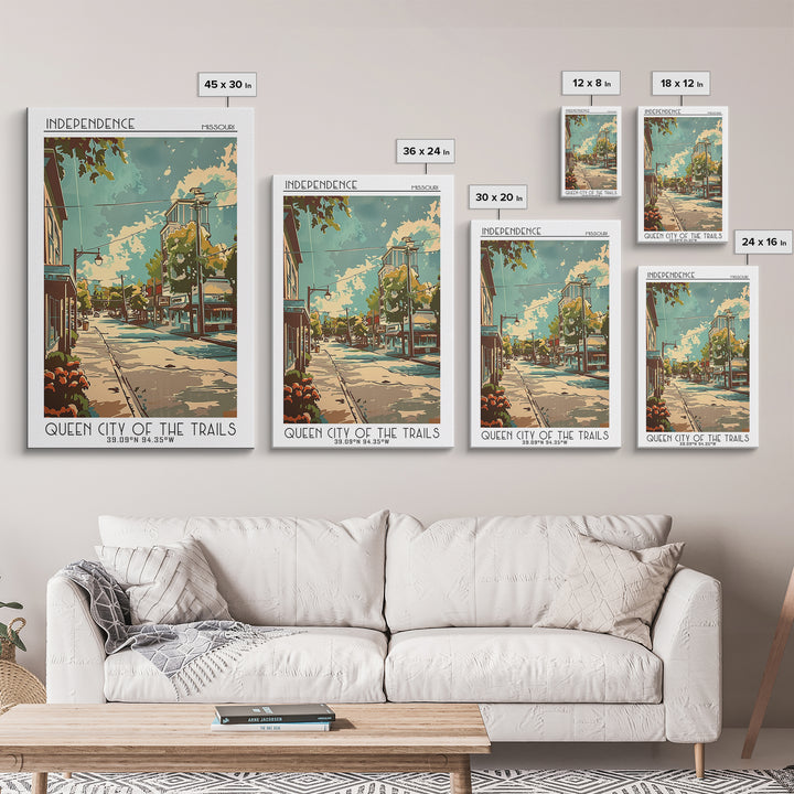 Independence Missouri Travel Poster, Framed Canvas Print, Retro Wall Art, Travel Print, City Wall Art, Wanderlust Gift, Poster Print