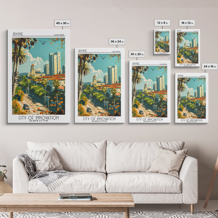 Irvine Travel Poster, Framed Canvas Print, City Travel Poster, Travel Wall Art, Poster Art, Mid Century Wall Art, Retro Travel Print