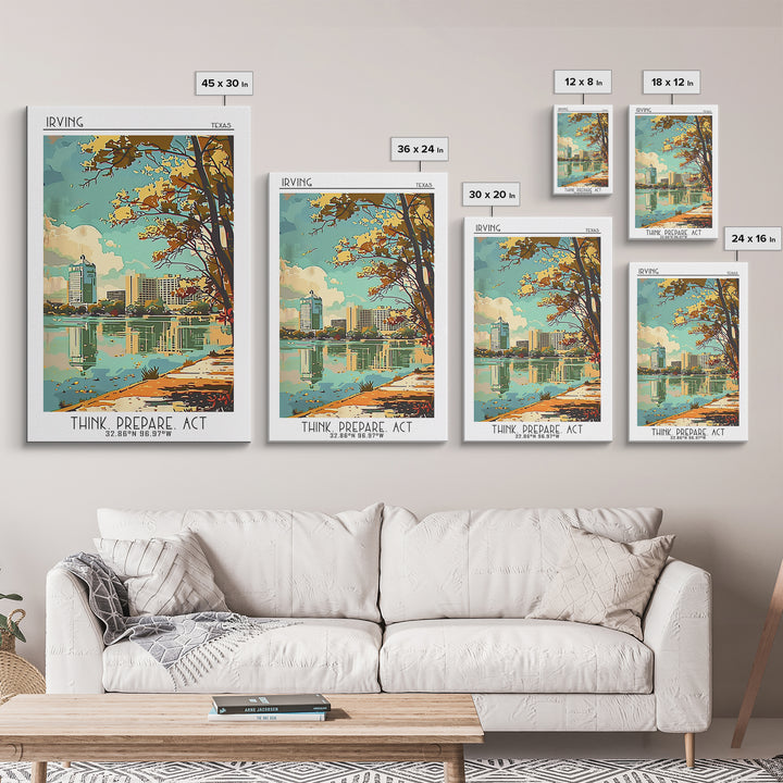 Irving Texas Travel Poster, Framed Canvas Print, City Art Print, Travel Wall Art, Gallery Wall Set, City Travel Poster, Travel Decor