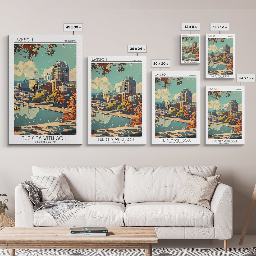 Jackson Travel Poster, Canvas Print, Travel Prints, Landscape Art, Poster Art, City Illustration, Vintage Travel Art, Vintage Poster