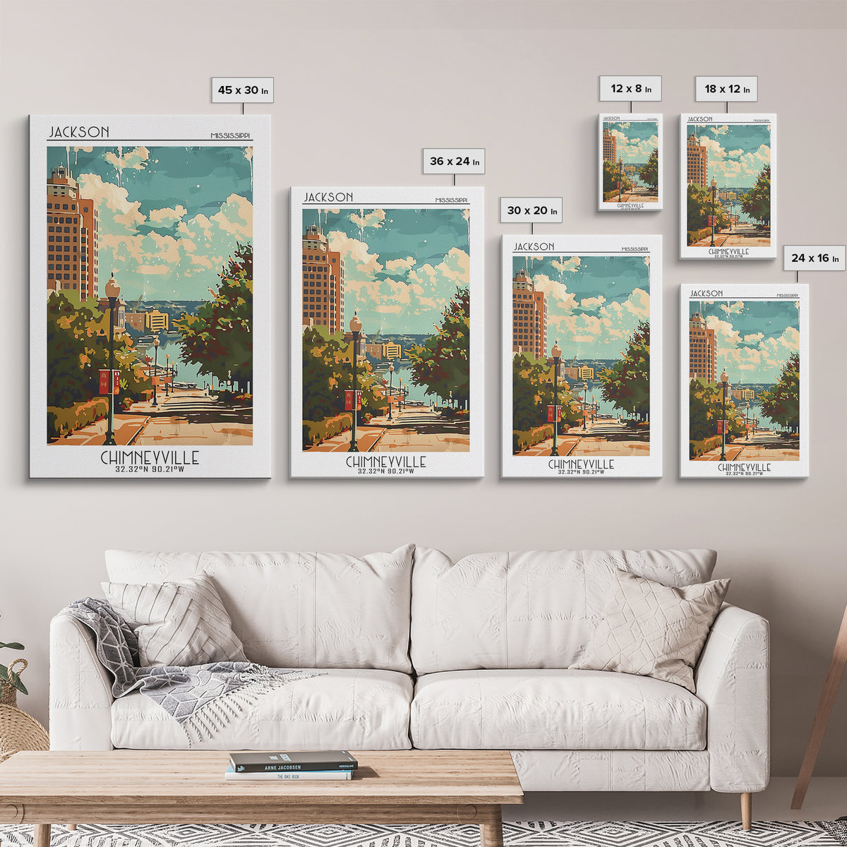 Jackson Mississippi Travel Poster, Framed Canvas Print, Travel Wall Decor, Minimalist Poster, City Travel Poster, Retro Travel Print