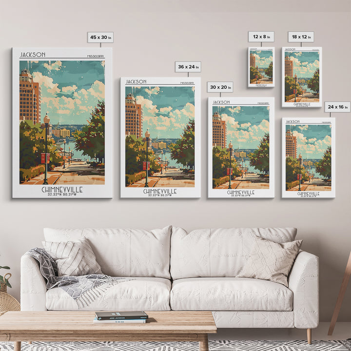 Jackson Mississippi Travel Poster, Framed Canvas Print, Travel Wall Decor, Minimalist Poster, City Travel Poster, Retro Travel Print