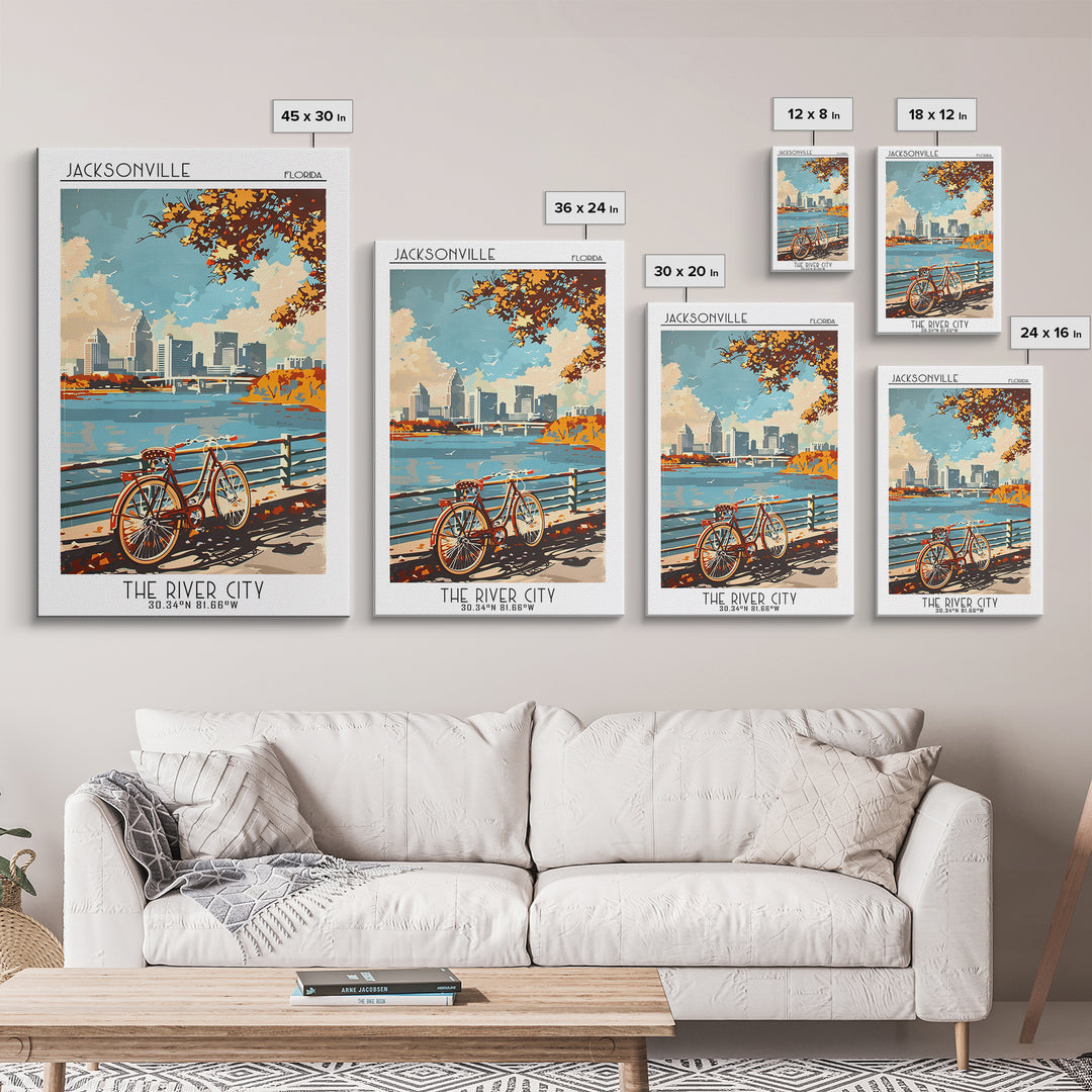Jacksonville Travel Poster, Canvas Print, City Art Print, Travel Wall Art, City Travel Poster, Vintage Travel Art, City Illustration