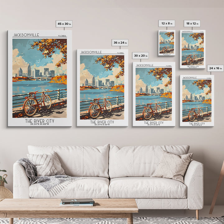 Jacksonville Travel Poster, Canvas Print, City Art Print, Travel Wall Art, City Travel Poster, Vintage Travel Art, City Illustration