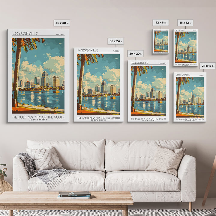 Jacksonville Florida Travel Poster, Framed Canvas Print, Travel Wall Decor, Minimalist Poster, City Travel Poster, Home Office Decor