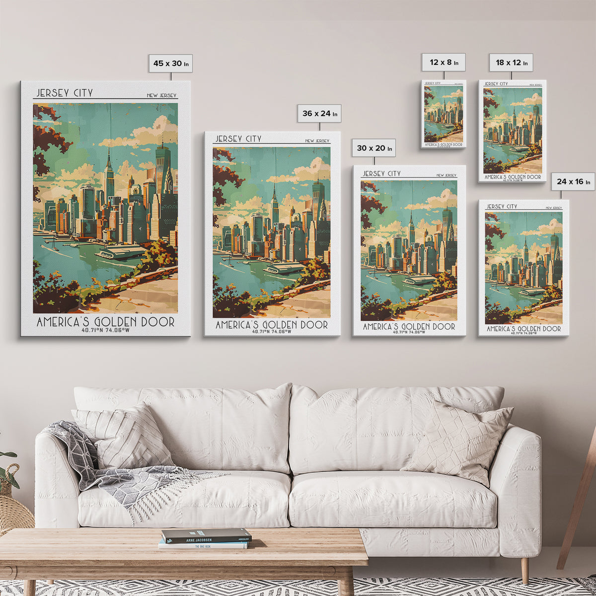 Jersey City New Jersey Travel Poster, Canvas Print, City Art Print, Travel Wall Art, Minimalist Poster, Retro Wall Art, Poster Print