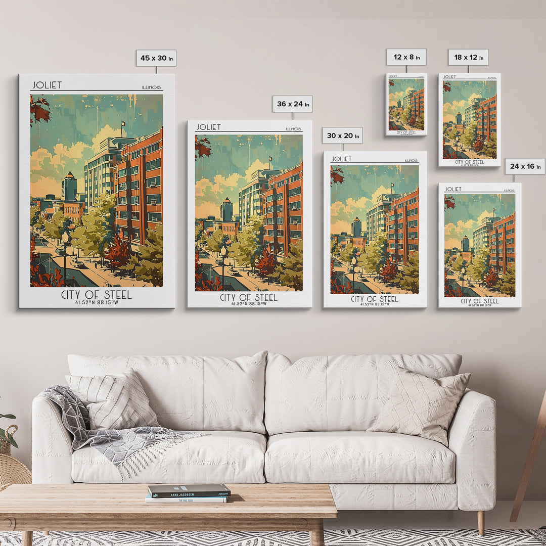 Joliet Travel Poster, Framed Canvas Print, City Travel Poster, Vintage City Poster, Travel Art Print, Vintage Travel Art, Poster Art