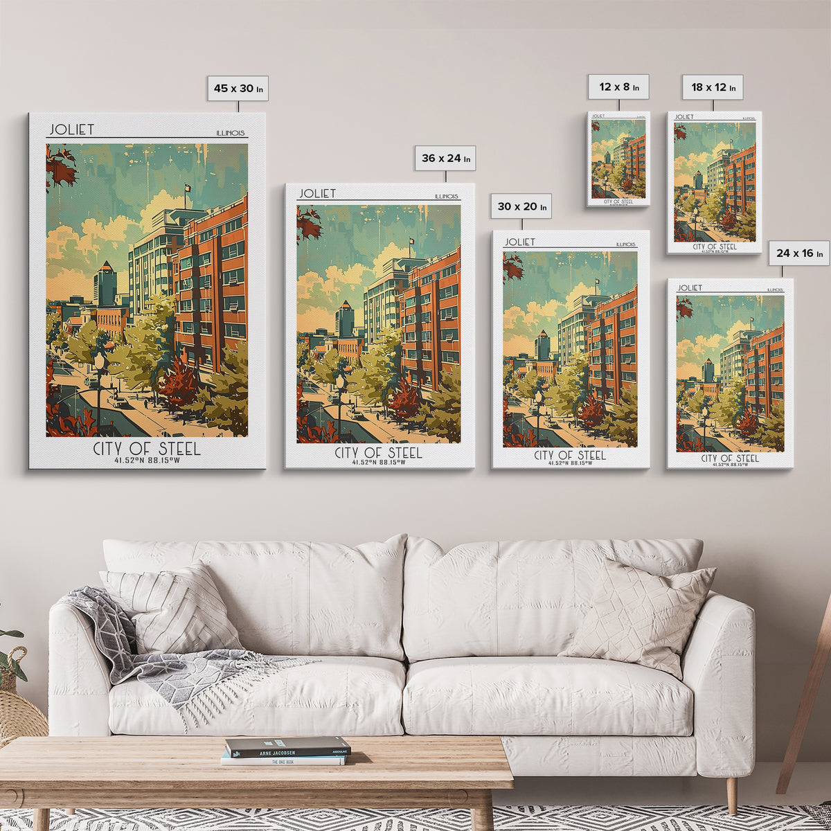 Joliet Travel Poster, Framed Canvas Print, City Travel Poster, Vintage City Poster, Travel Art Print, Vintage Travel Art, Poster Art
