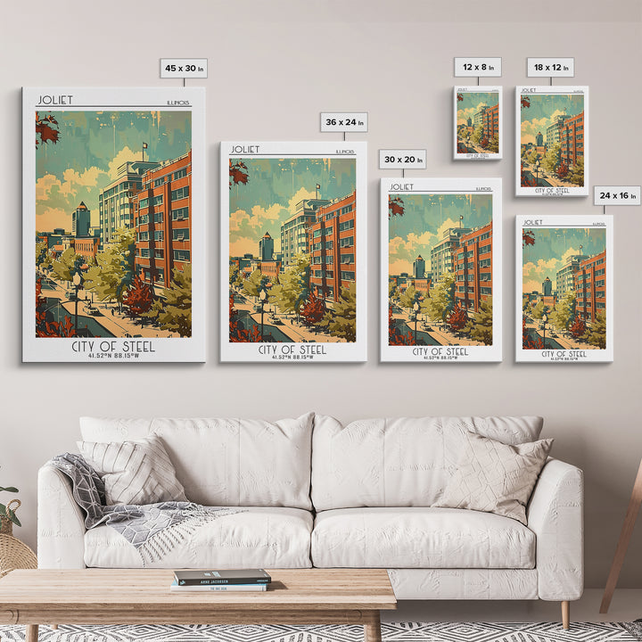 Joliet Travel Poster, Framed Canvas Print, City Travel Poster, Vintage City Poster, Travel Art Print, Vintage Travel Art, Poster Art