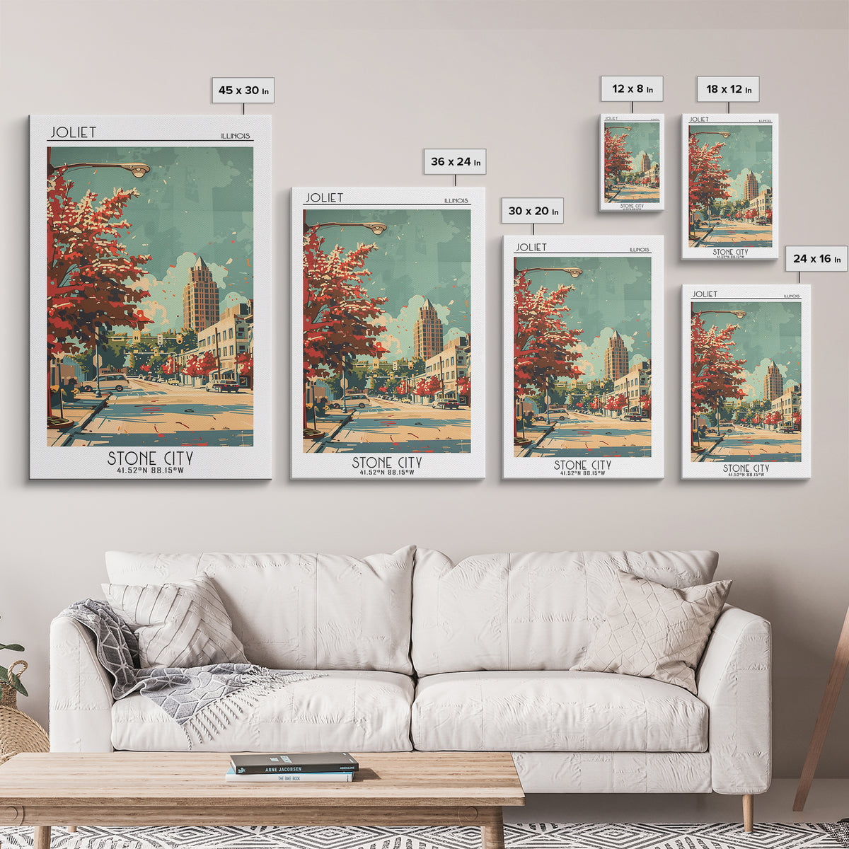 Joliet Illinois Travel Poster, Canvas Print, Poster Print, Travel Wall Art, Wanderlust Gift, Home Office Decor, Mid Century Wall Art