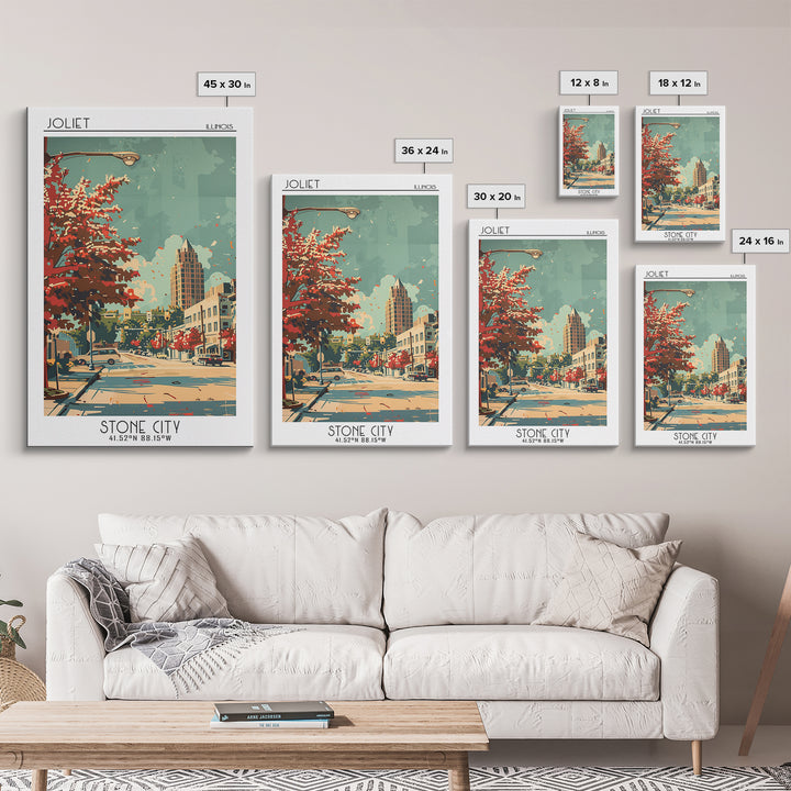 Joliet Illinois Travel Poster, Canvas Print, Poster Print, Travel Wall Art, Wanderlust Gift, Home Office Decor, Mid Century Wall Art