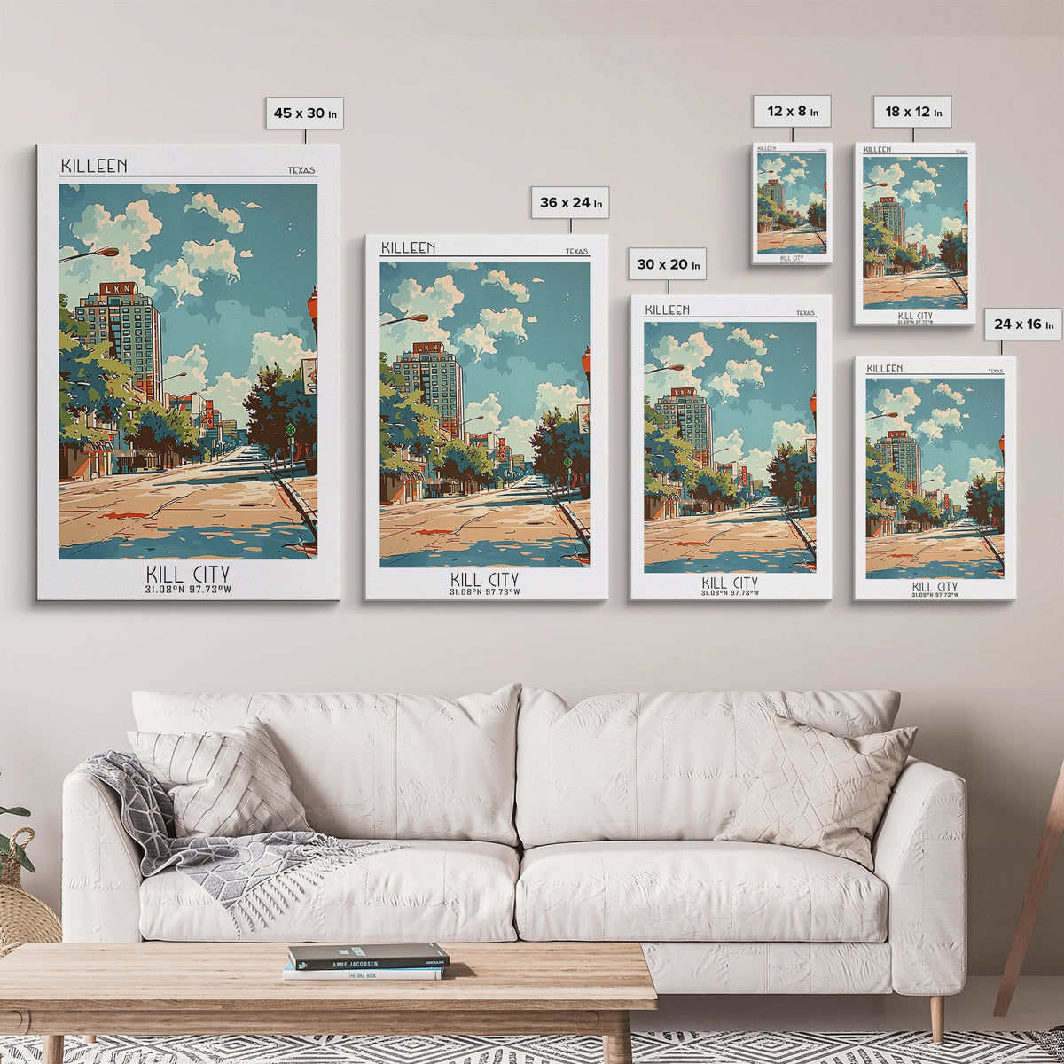 Killeen Texas Travel Poster, Canvas Print, Retro Wall Art, Travel Print, Mid Century Wall Art, Living Room Wall Art, Wanderlust Gift