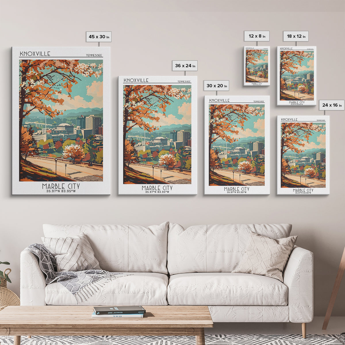 Knoxville Travel Poster, Framed Canvas Print, City Art Print, Travel Wall Art, Vintage Posters, Living Room Wall Art, Retro Wall Art