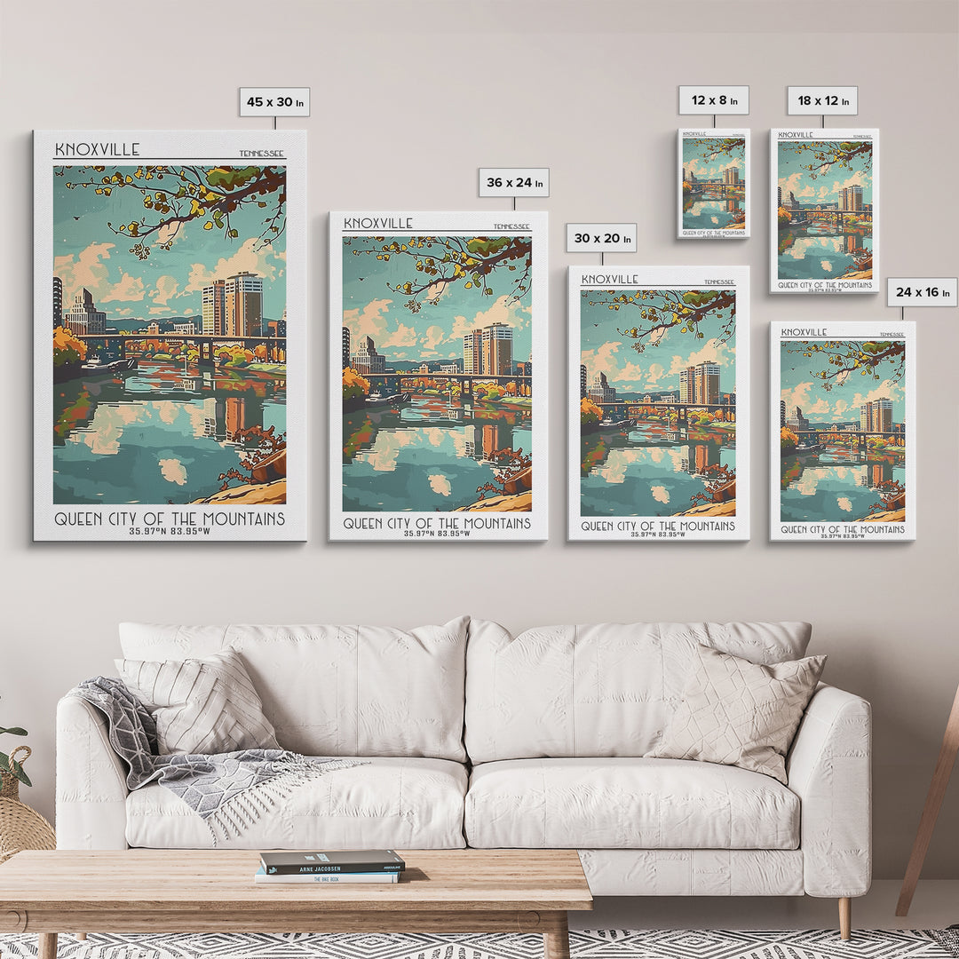Knoxville Tennessee Travel Poster, Framed Canvas Print, City Travel Poster, Travel Wall Art, Travel Prints, Wall Art, Travel Posters