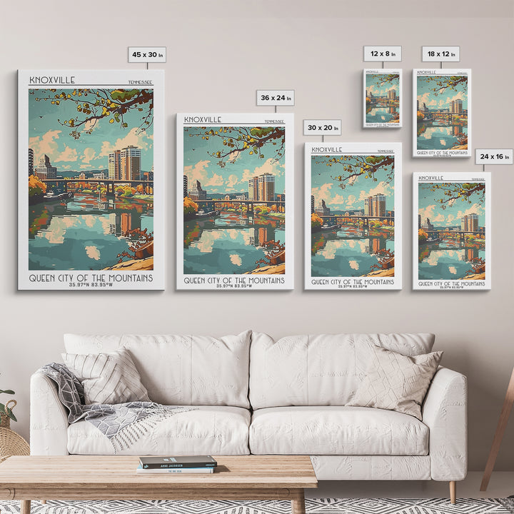 Knoxville Tennessee Travel Poster, Framed Canvas Print, City Travel Poster, Travel Wall Art, Travel Prints, Wall Art, Travel Posters