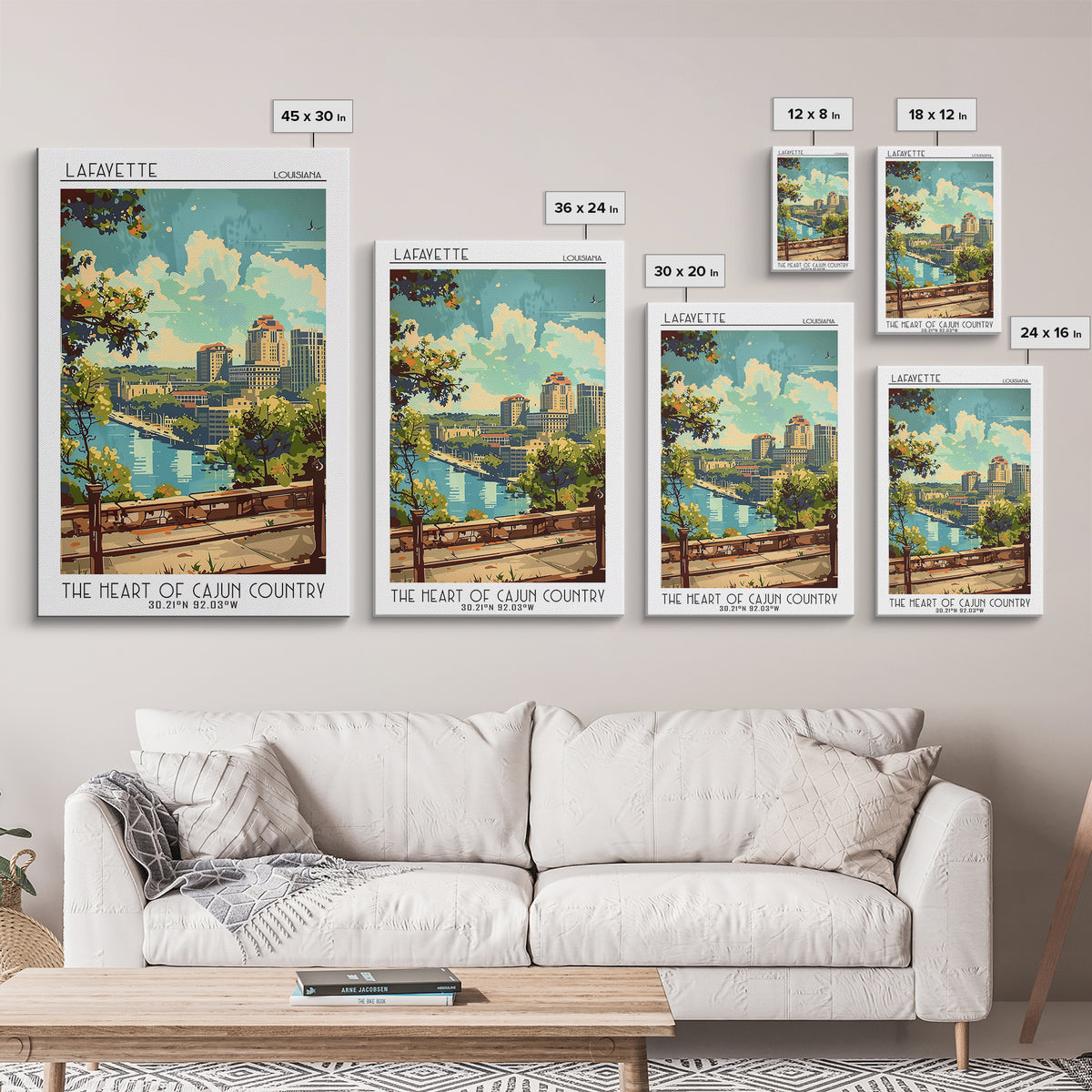 Lafayette Louisiana Travel Poster, Framed Canvas Print, Travel Art Print, Modern Wall Decor, City Wall Art, Poster Art, Poster Print