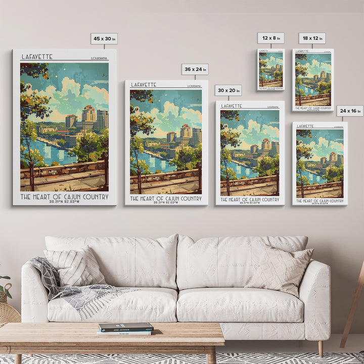 Lafayette Louisiana Travel Poster, Framed Canvas Print, Travel Art Print, Modern Wall Decor, City Wall Art, Poster Art, Poster Print