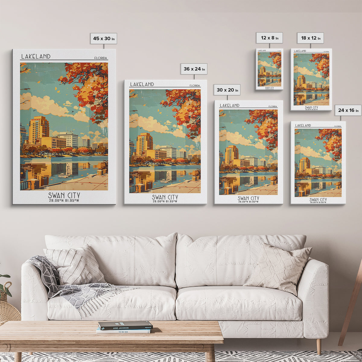Lakeland Florida Travel Poster, Canvas Print, City Travel Poster, Travel Wall Art, Poster Print, City Art Print, Vintage City Poster