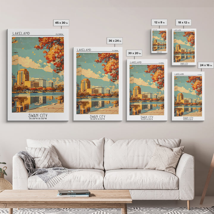 Lakeland Florida Travel Poster, Canvas Print, City Travel Poster, Travel Wall Art, Poster Print, City Art Print, Vintage City Poster