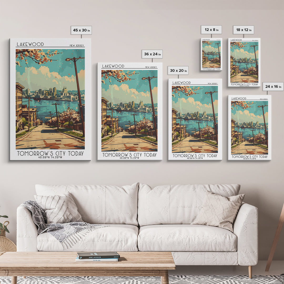 Lakewood New Jersey Travel Poster, Framed Canvas Print, City Travel Poster, Vintage City Poster, Fine Art Print, Retro Travel Poster