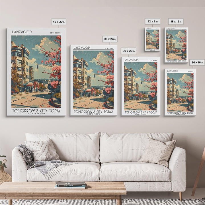 Lakewood New Jersey Travel Poster, Framed Canvas Print, Retro Wall Art, Travel Print, Vintage Travel Art, Poster Art, Fine Art Print