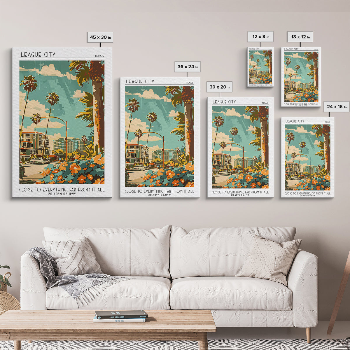 League City Travel Poster, Canvas Print, Poster Print, Travel Wall Art, Poster Art, Landscape Art, Colorful Wall Art, City Art Print
