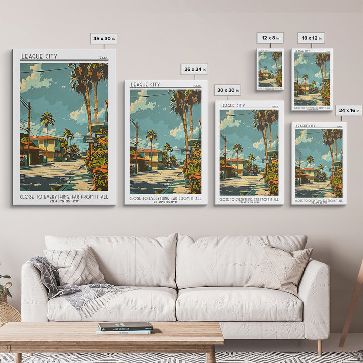 League City Texas Travel Poster, Canvas Print, Travel Wall Decor, Minimalist Poster, Gallery Wall Set, Travel Wall Art, Travel Decor